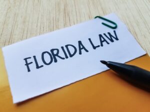A banner which reads Florida law.